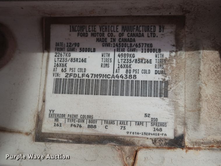 image for item DH0789 1991 Ford F450 Super Duty flatbed truck