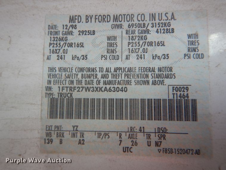 image for item DH6290 1999 Ford F250 pickup truck