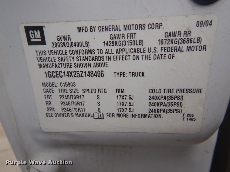 image for item DH6291 2005 Chevrolet Silverado 1500 pickup truck