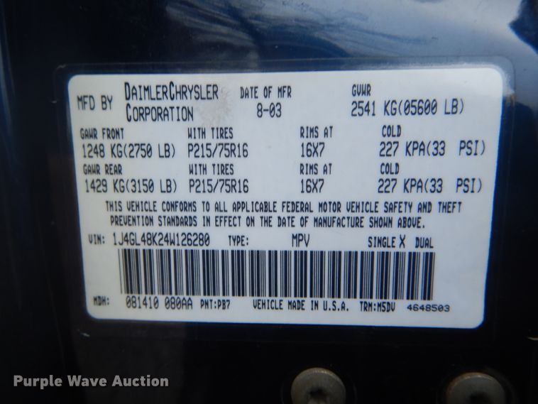 image for item DH6294 2004 Jeep Liberty SUV