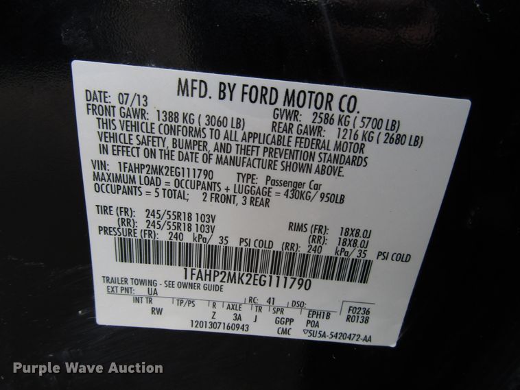 image for item DH8357 2014 Ford Taurus Police