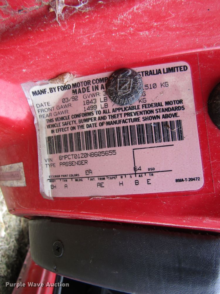 image for item FD9330 1992 Mercury Capri convertible