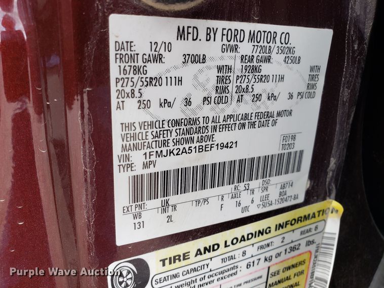 image for item GA9396 2011 Ford Expedition SUV