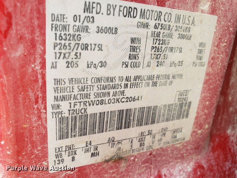 image for item GA9443 2003 Ford F150 SuperCrew pickup truck