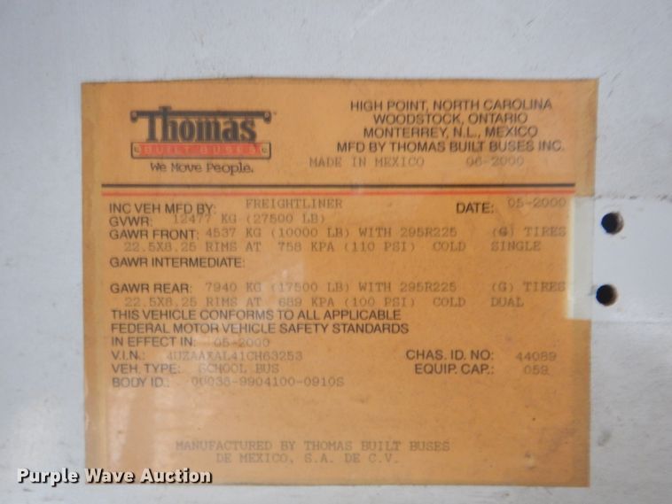 image for item GF9022 2001 Freightliner FS65 school bus