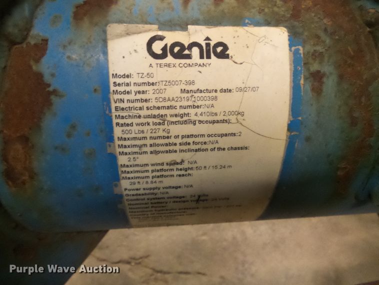 image for item DD1983 2007 Genie TZ50 boom lift