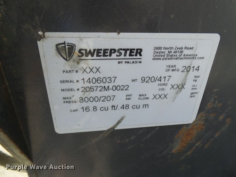 image for item DD1984 2014 Sweepster 20572M-0022 skid steer sweeper