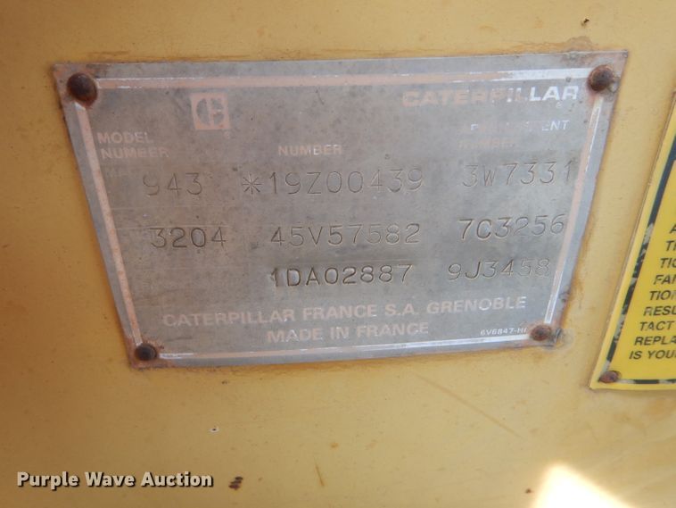 image for item DE1347 1987 Caterpillar 943 track loader