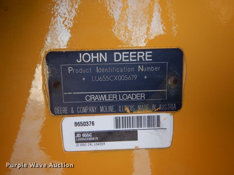 image for item FU9065 2002 John Deere 655C track loader