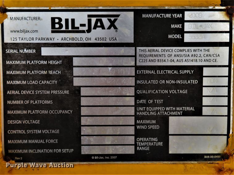 image for item GI9043 2009 Bil-Jax 5533A boom lift