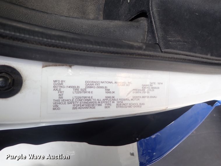 image for item DC3367 2015 Ford Econoline E450 Eldorado Advantage shuttle bus