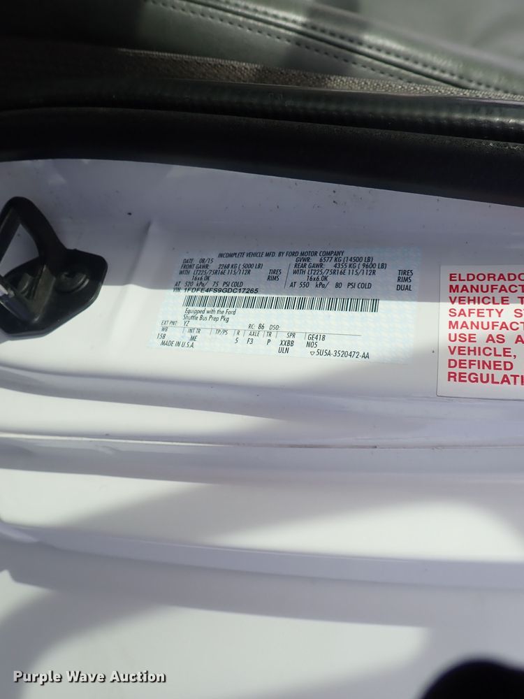 image for item DC3368 2016 Ford Econoline E450 Eldorado Aerotech shuttle bus