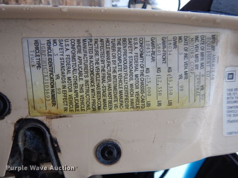 image for item DE4280 1999 Chevrolet C8500 dump truck