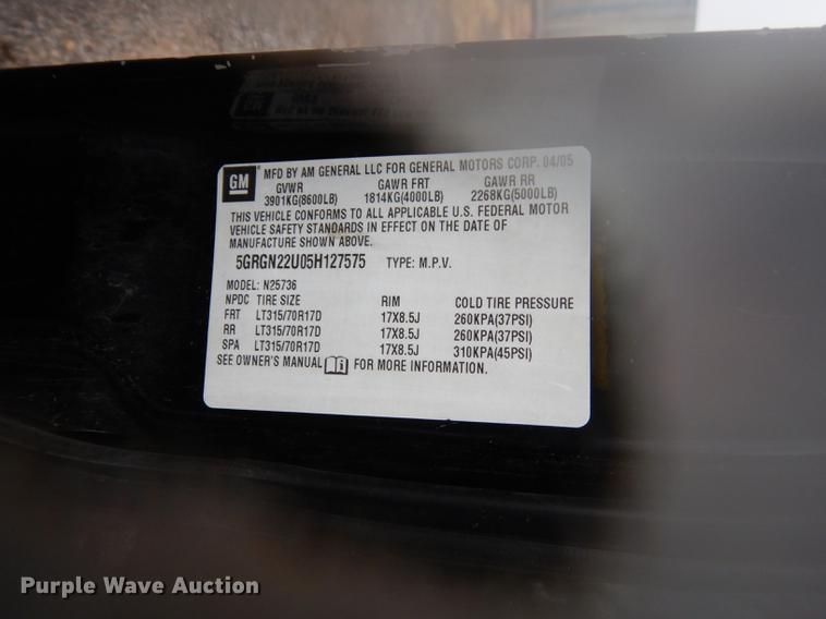 image for item DE4283 2005 Hummer H2 SUV