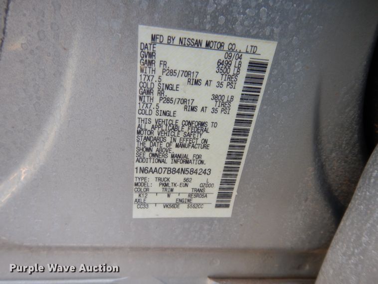 image for item DE4284 2004 Nissan Titan Crew Cab pickup truck