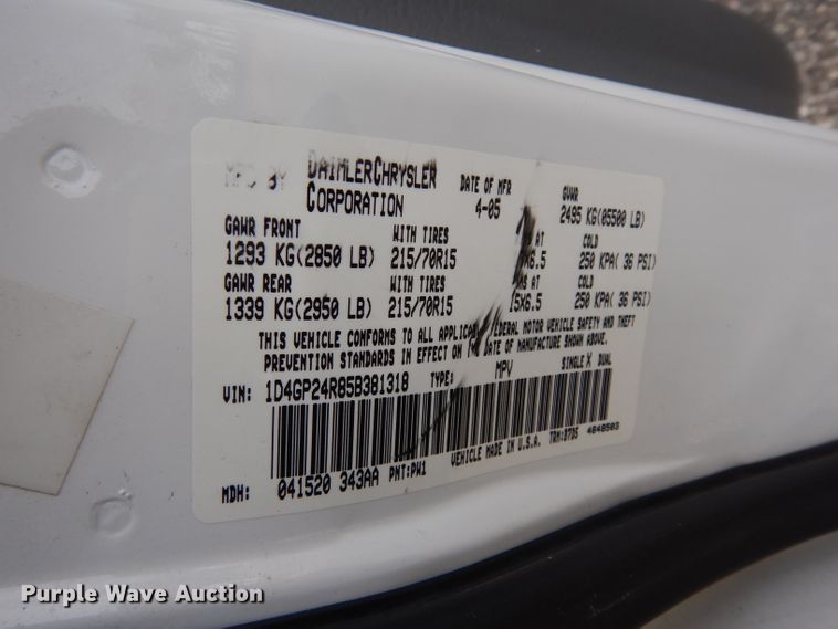 image for item DE4298 2005 Dodge Grand Caravan van