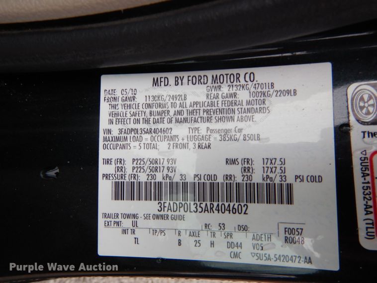 image for item DH5072 2010 Ford Fusion Hybrid