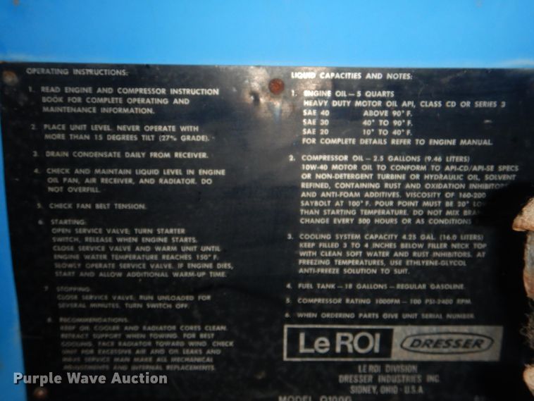 image for item FF9221 Leroi Q100G air compressor