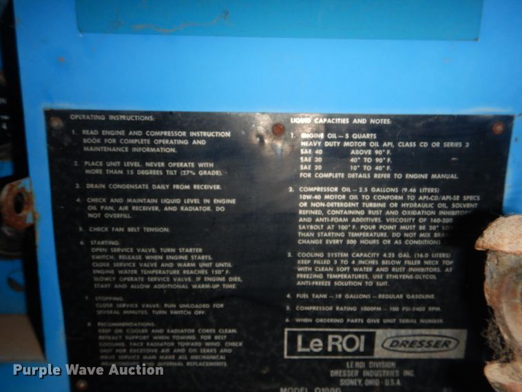 image for item FF9221 Leroi Q100G air compressor