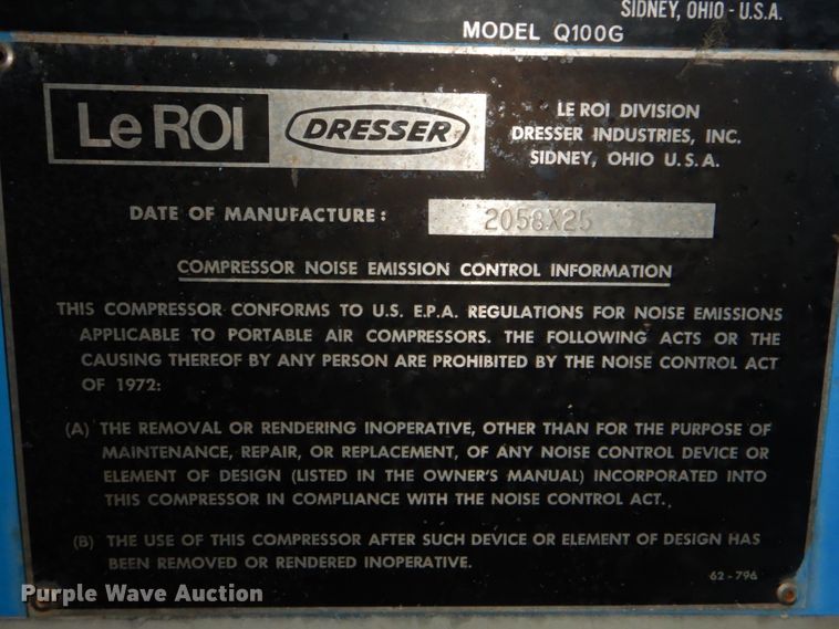 image for item FF9221 Leroi Q100G air compressor