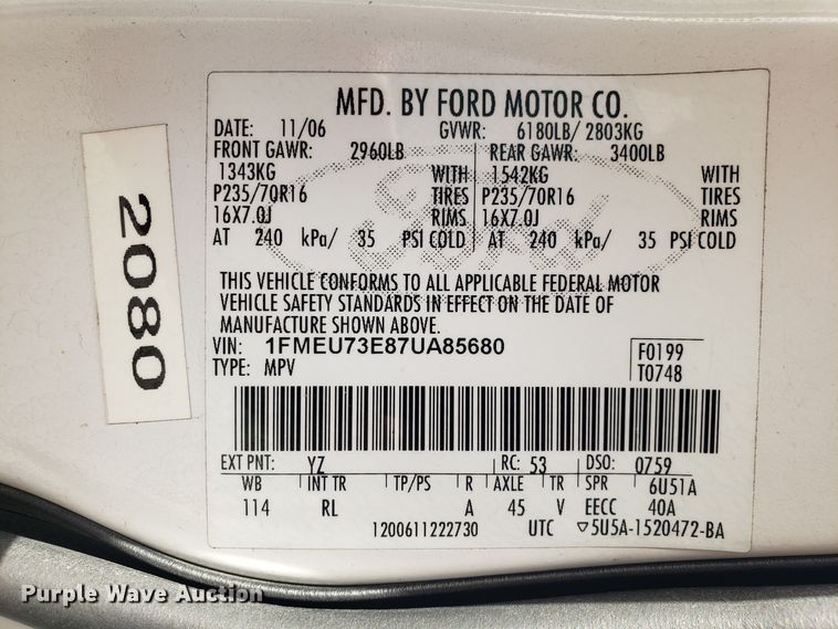 image for item GA9444 2007 Ford Explorer SUV