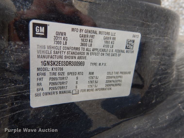 image for item GE9591 2013 Chevrolet Tahoe Police SUV