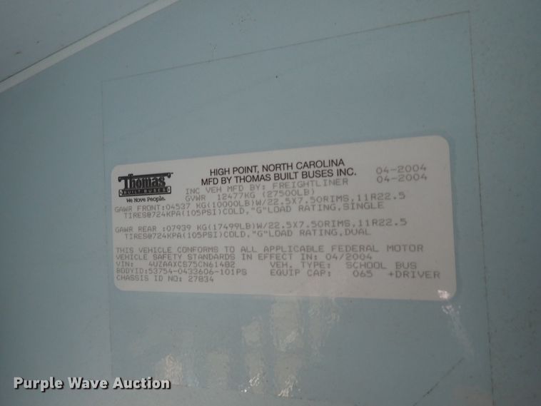 image for item GF9549 2005 Freightliner FS65 Thomas school bus