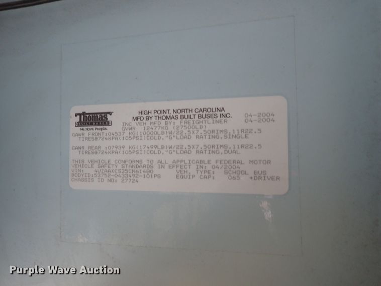 image for item GF9550 2005 Freightliner FS65 Thomas school bus