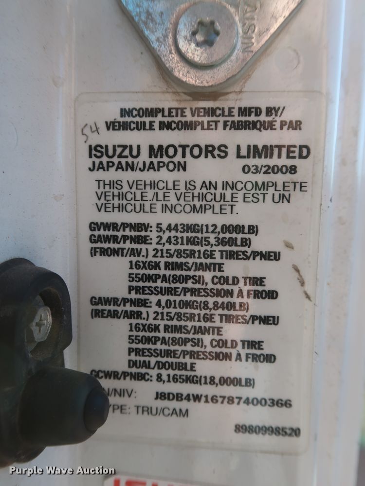 image for item GD9916 2008 GMC W4500 flatbed truck