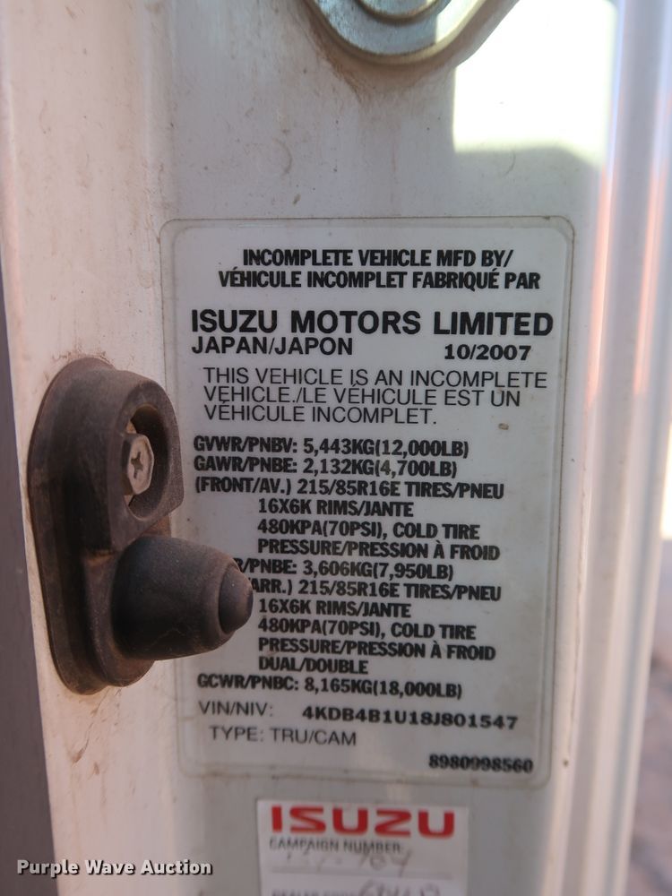 image for item GD9918 2008 GMC W4500 truck cab and chassis