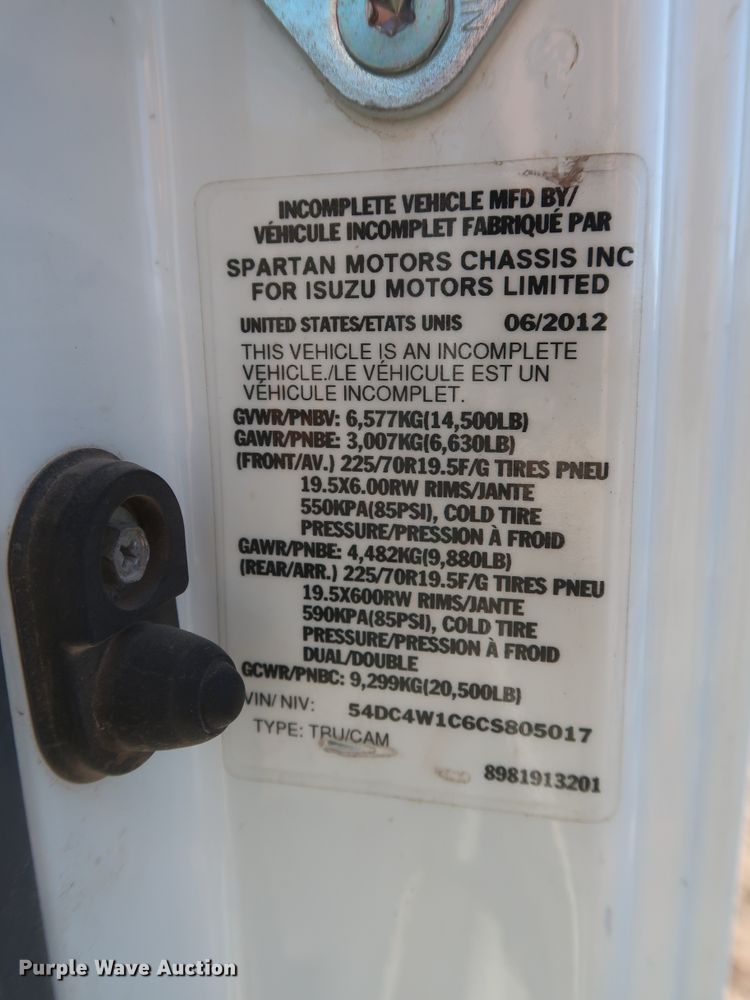 image for item GD9919 2012 Isuzu NPR HD truck cab and chassis