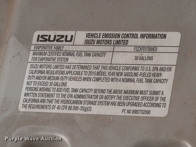 image for item GD9921 2015 Isuzu NPR flatbed truck