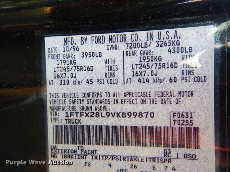 image for item DH5076 1997 Ford F250 SuperCab pickup truck