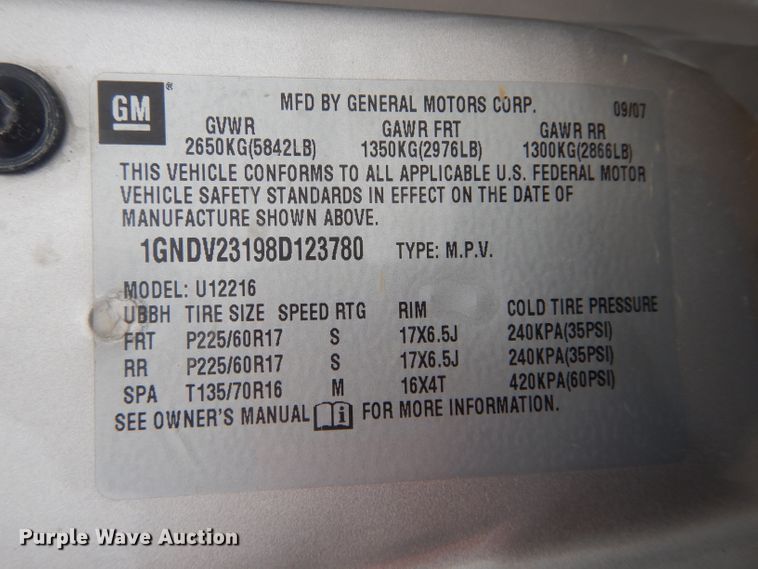 image for item DH6337 2008 Chevrolet Uplander LS van