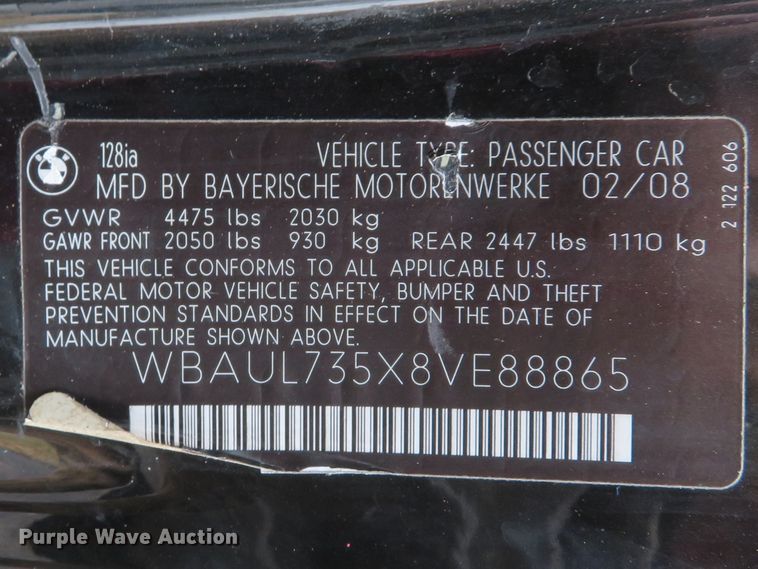 image for item DI2029 2008 BMW 128i convertible