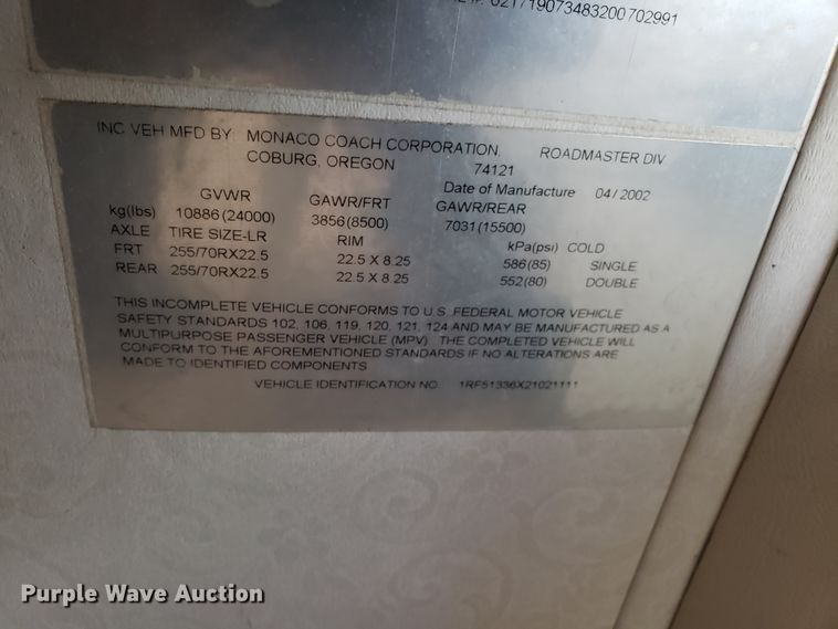 image for item EL9758 2002 Monaco Cayman RV