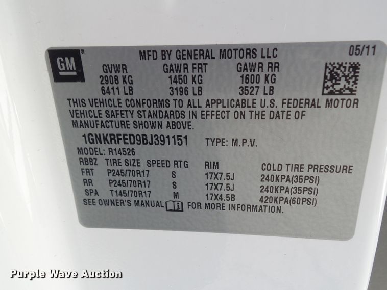 image for item EM9900 2011 Chevrolet Traverse SUV