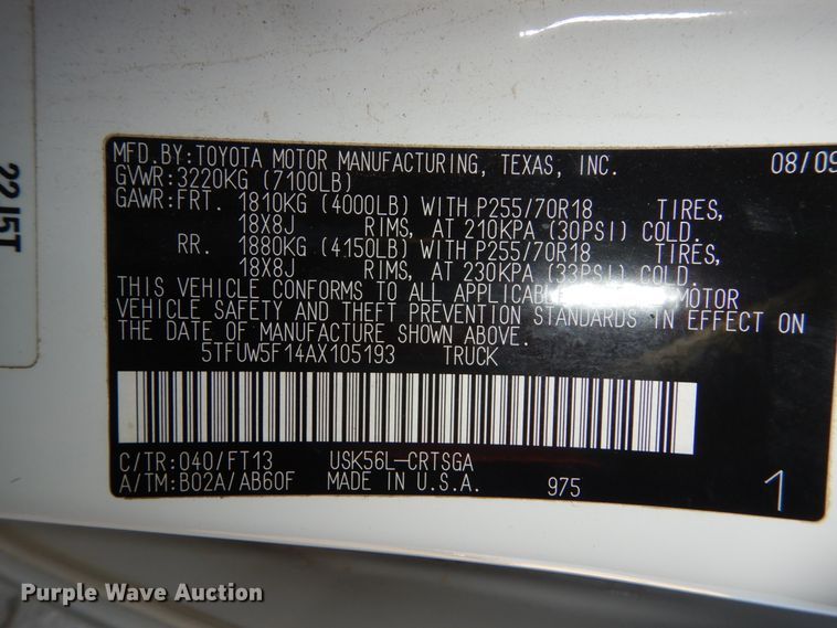 image for item FU9129 2010 Toyota Tundra Double Cab pickup truck