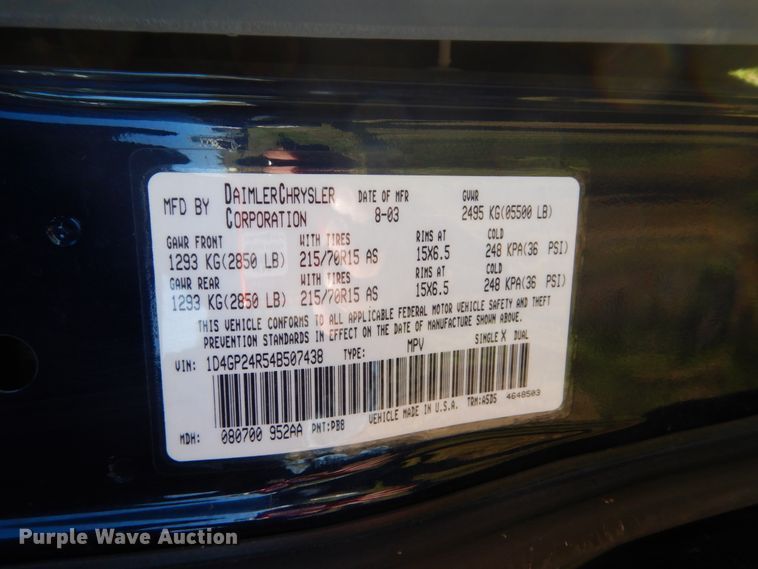 image for item FU9706 2004 Dodge Grand Caravan van