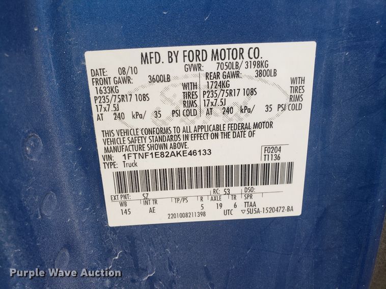 image for item GA9440 2010 Ford F150 pickup truck