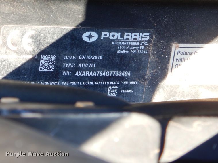 image for item GB9619 2016 Polaris Ranger utility vehicle