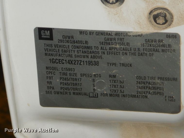 image for item GB9683 2007 Chevrolet Silverado 1500 pickup truck