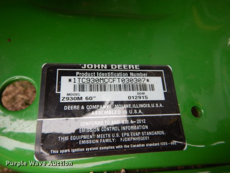 image for item GE9063 John Deere Z930M ZTR lawn mower