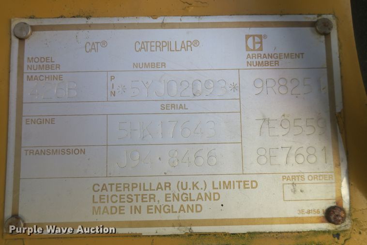 image for item DB10054 1994 Caterpillar 426B backhoe