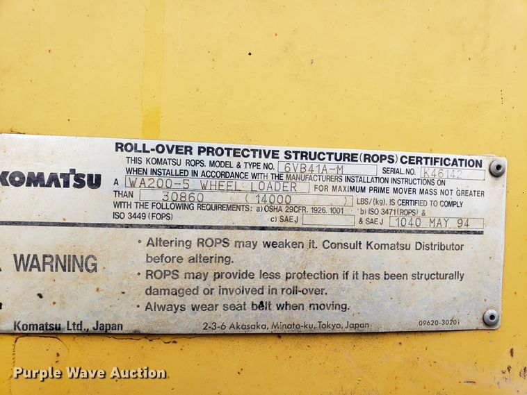 image for item DD2654 2005 Komatsu WA200-5 wheel loader