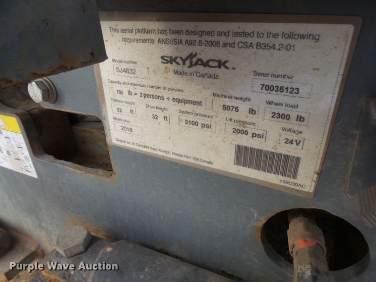 image for item EF9576 2018 Skyjack SJIII 4632 scissor lift