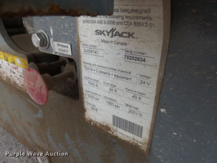image for item EF9606 2018 Skyjack SJIII 4740 scissor lift
