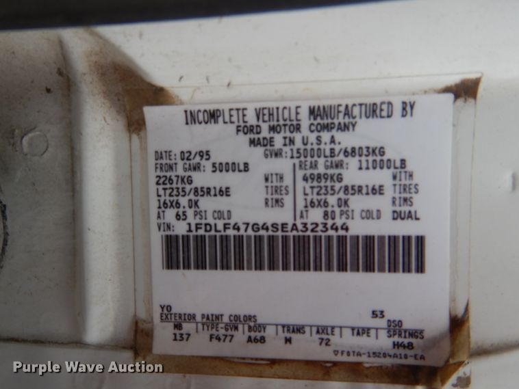 image for item EK9139 1995 Ford F450 Super Duty dump truck