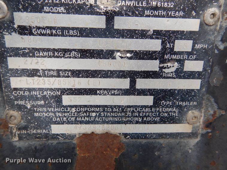 image for item FU9141 2006 Cronkite 2950EWA equipment trailer