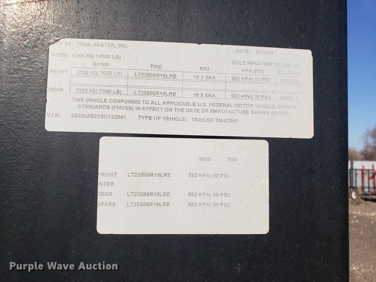 image for item GA9379 2009 Trailmaster TM-52941 equipment trailer